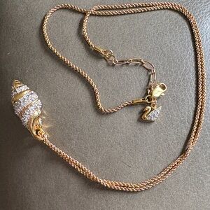 Swarovski Gold Crystal Conch Shell Pendant Necklace